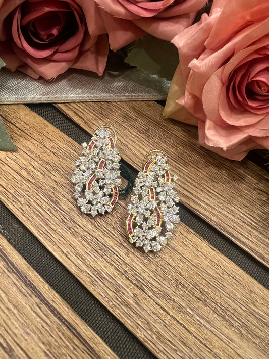 Ruby intertwined Swarovski earrings