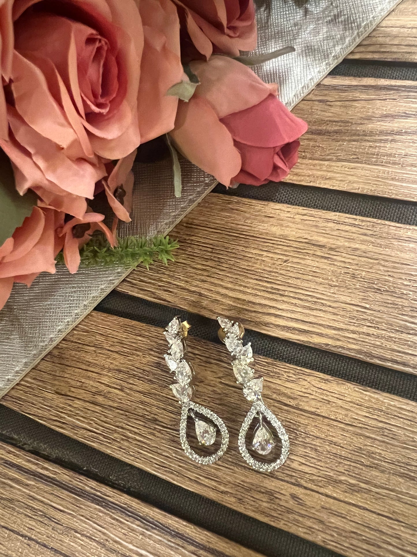Pear drop long earrings