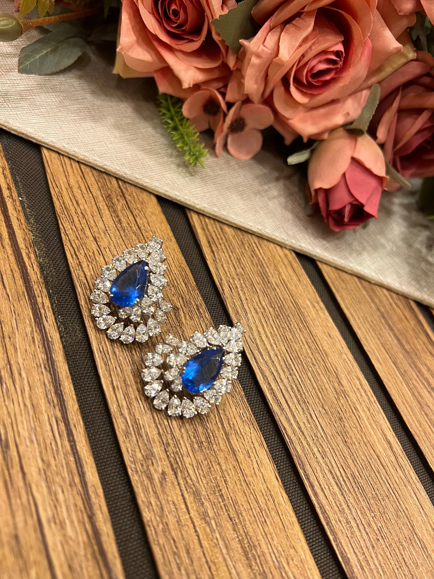 Bright blue Swarovski earrings