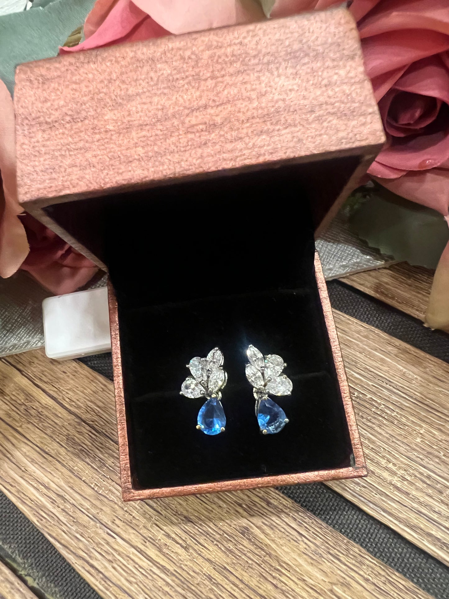 Light blue drop hanging earrings