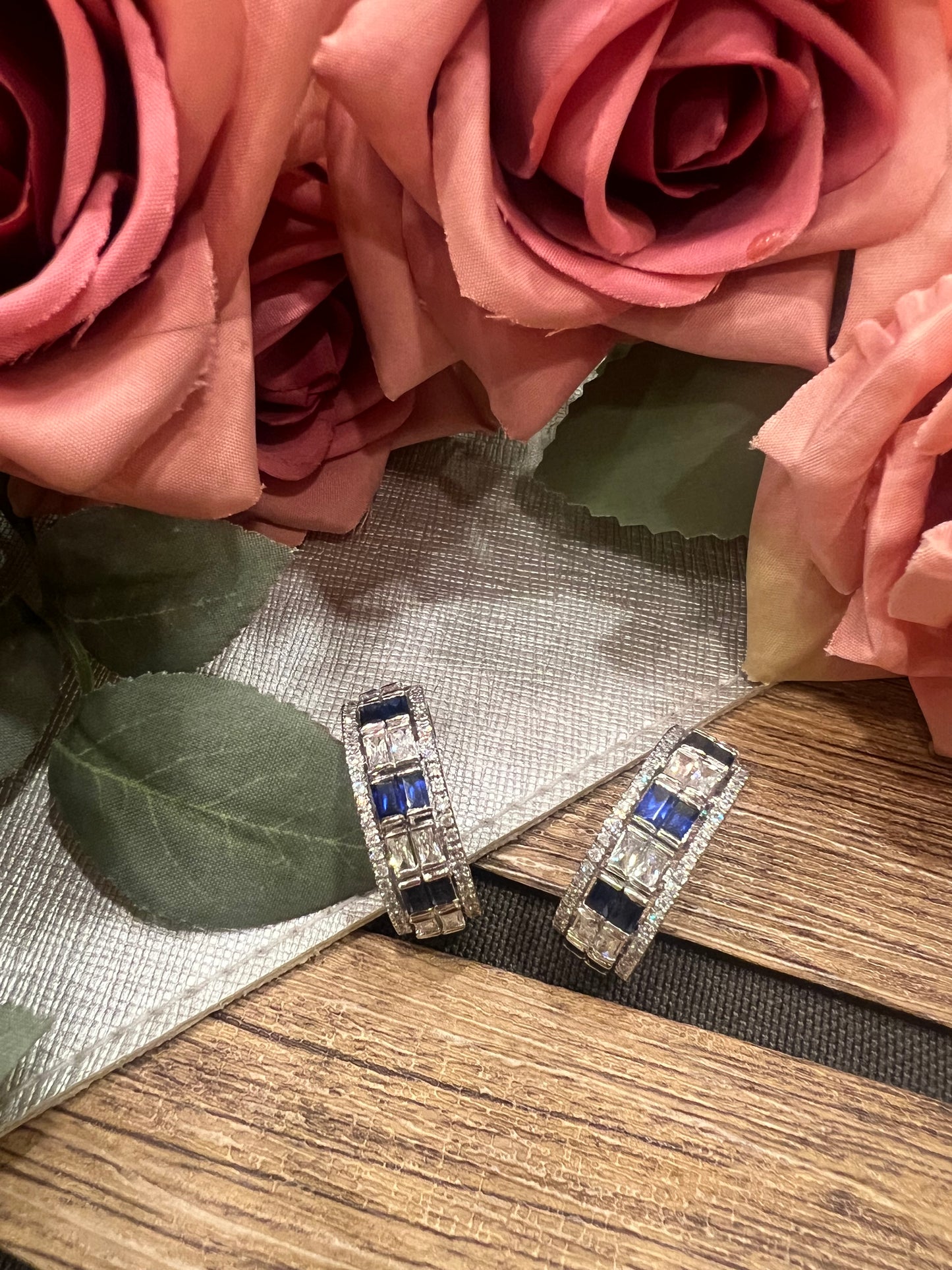 Blue Swarovski half bali