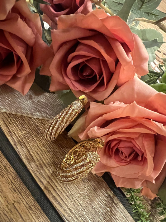 Golden Swarovski hoops
