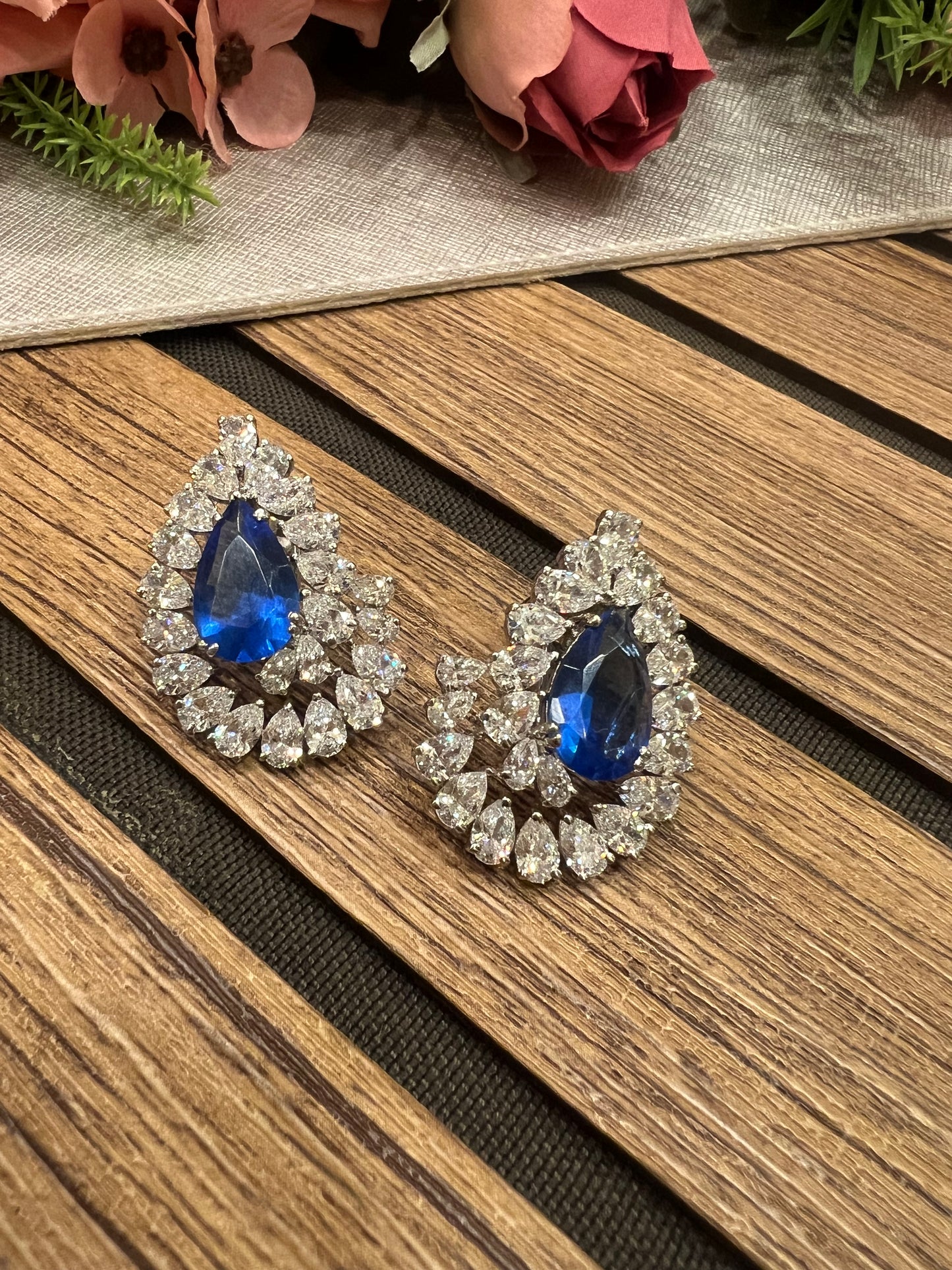 Bright blue Swarovski earrings
