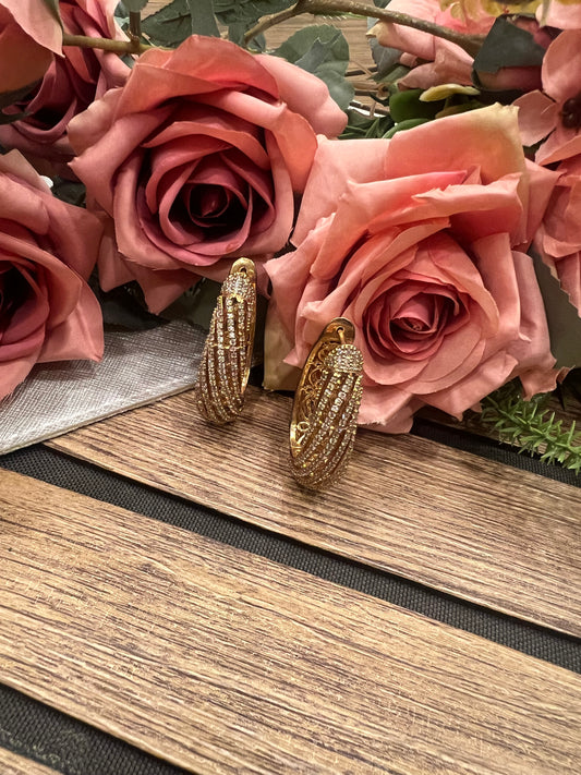 Golden Swarovski hoops