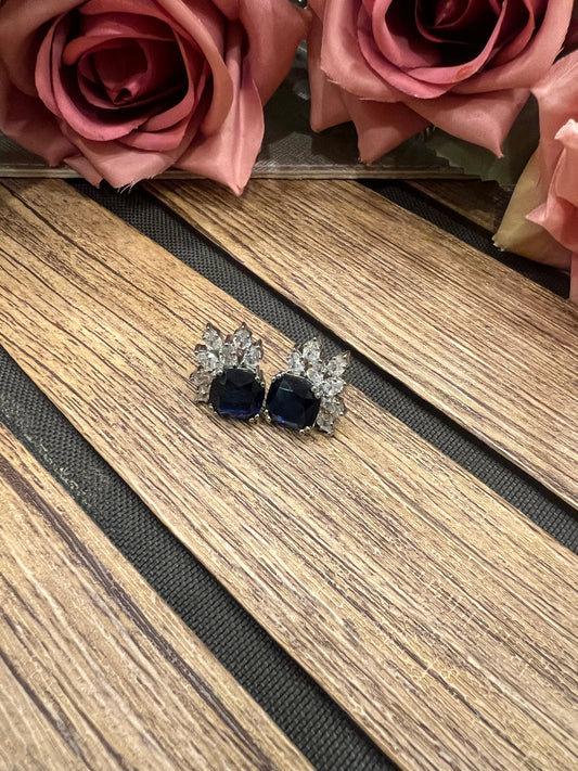 Round blue stone earrings