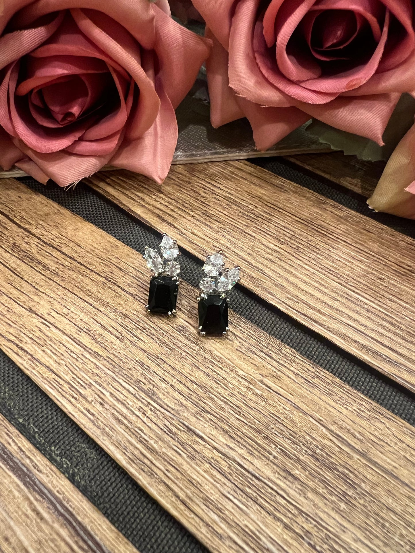 3 stone blue earrings