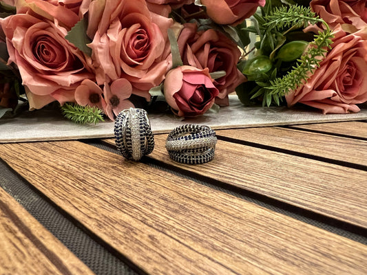 Blue and silver hoops