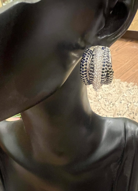 Blue and silver hoops