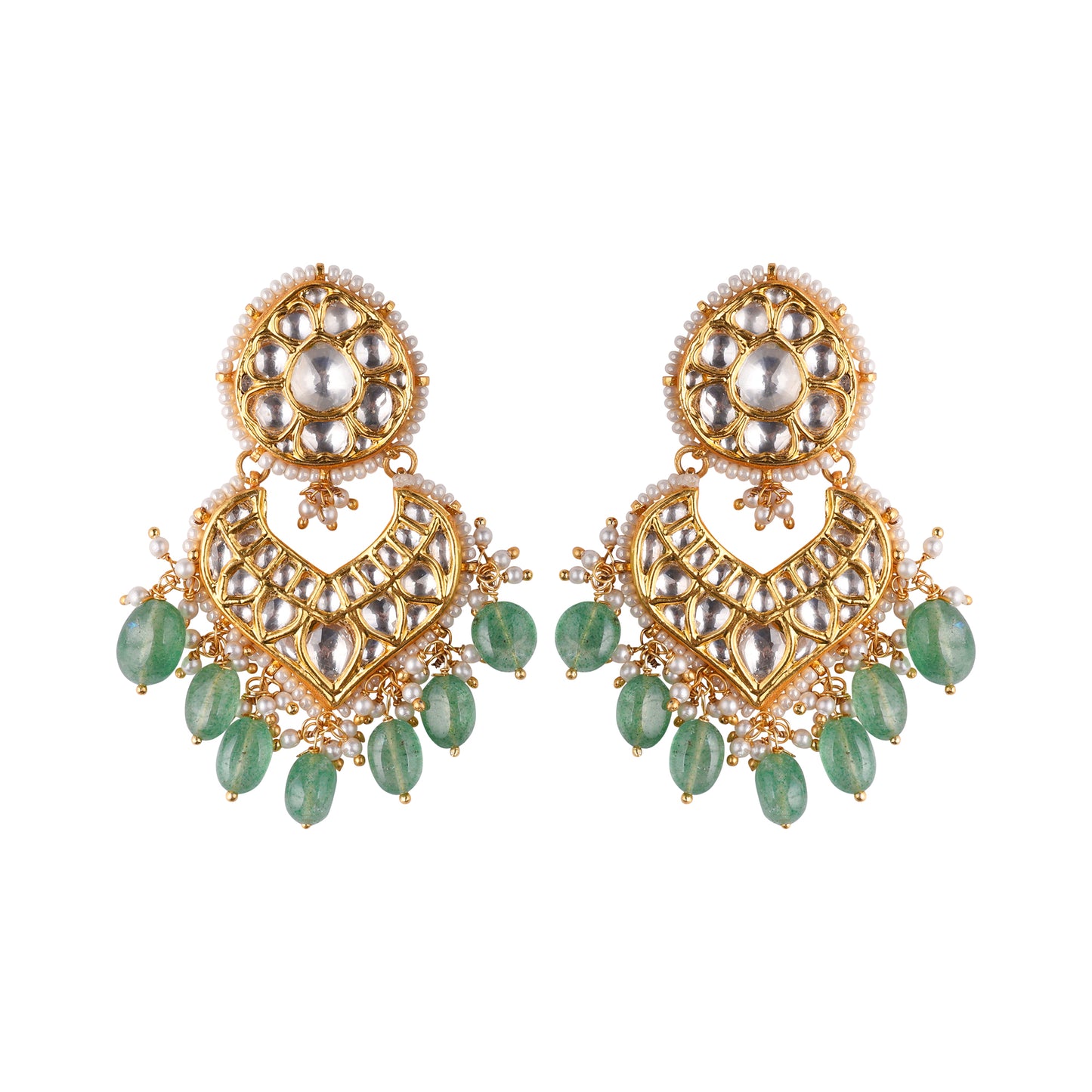Green stone Chandbali