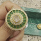 Green round polki studs