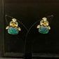 Square Curved Green Polki Earrings