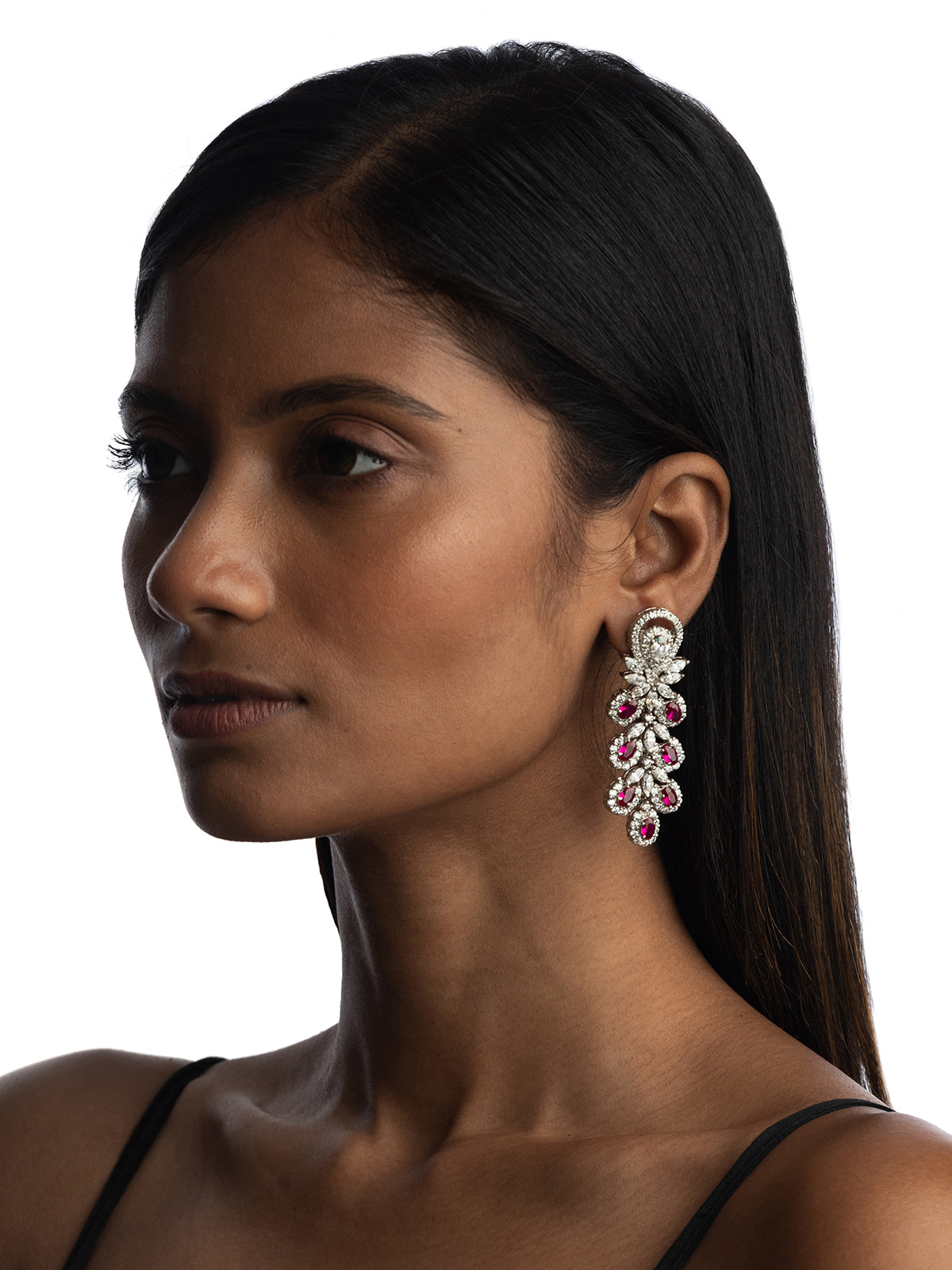 Red Stone Swarovski Statement Earrings