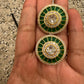 Green round polki studs