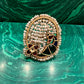 Oval small pearls peacock earrings