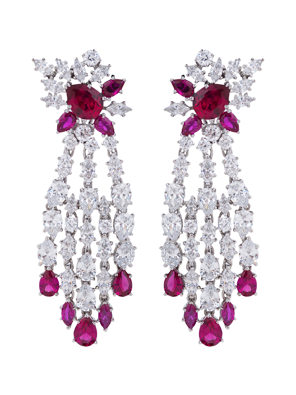Asymetrical Red Stone Swarovski Earrings