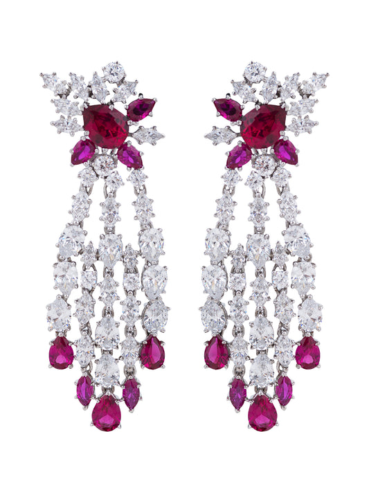 Asymetrical Red Stone Swarovski Earrings